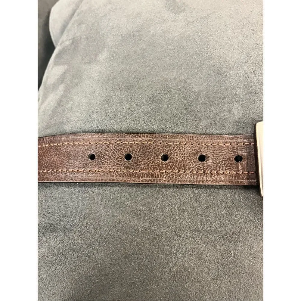 Columbia Brown Leather Silver Buckle Belt sz 38-40 EUC